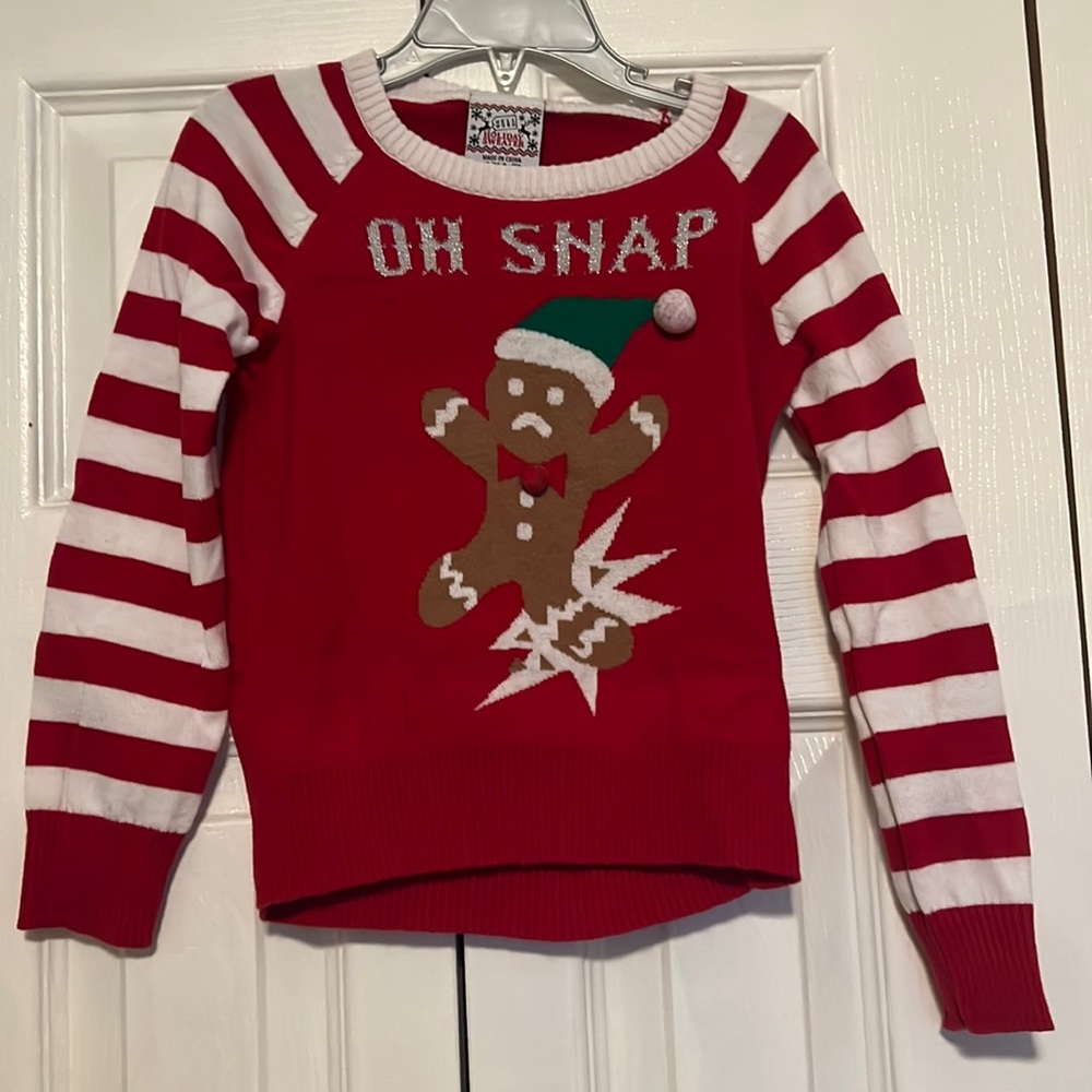Girls Gingerbread Man Christmas Sweater